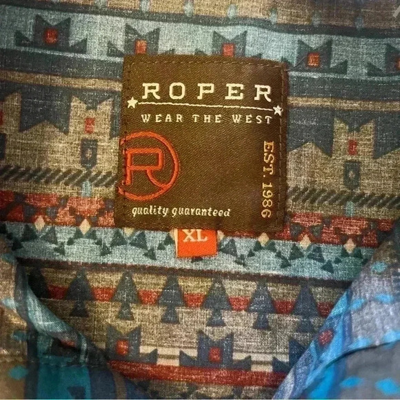 New Men’s Roper LS Horizontal Print Shirt XL - Picture 6 of 12
